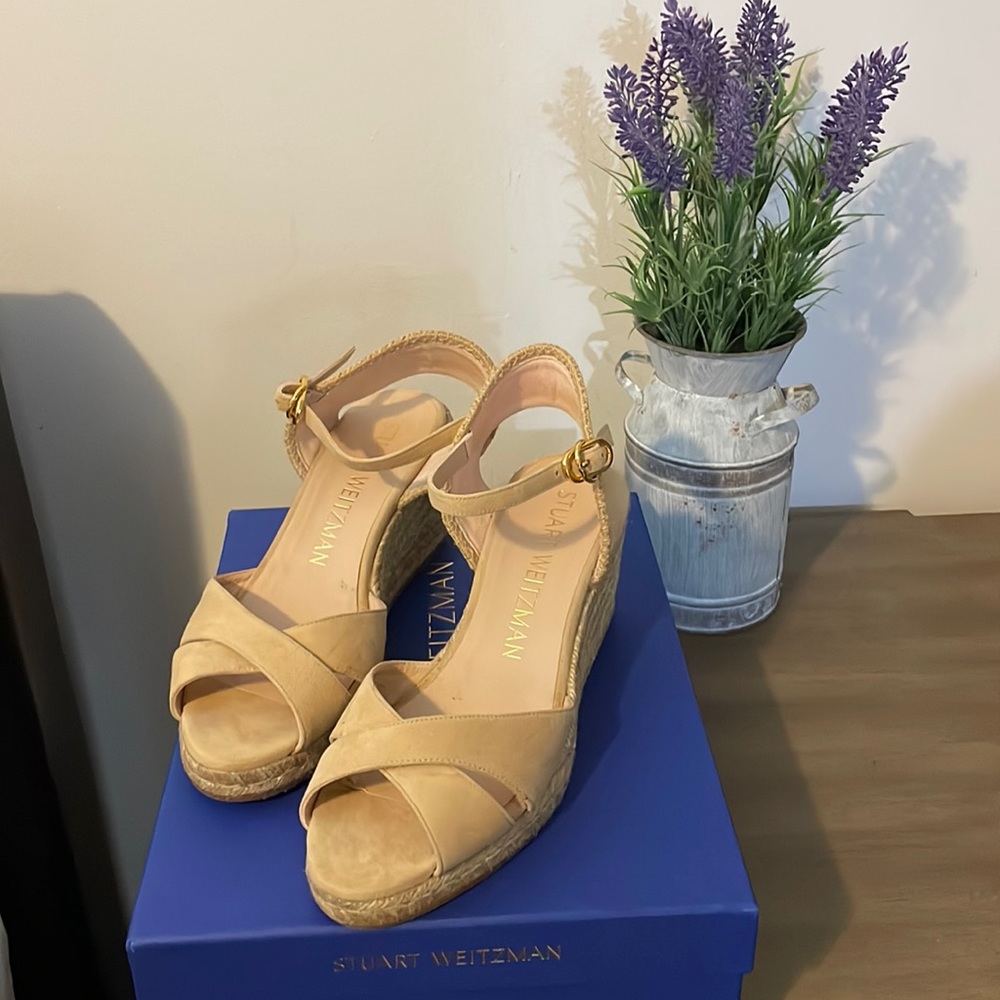 Stuart Weitzman WIDE Espadrille Wedge Sandal